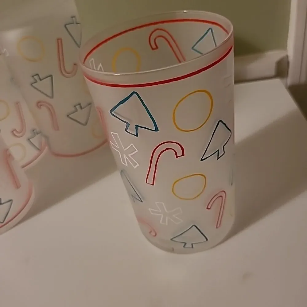 Set of Four Frosted Christmas Glasses